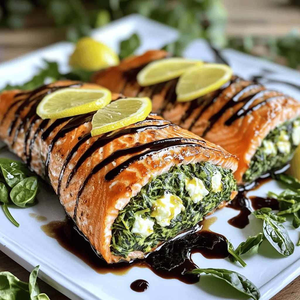 Savory Spinach Feta Stuffed Salmon Delight Recipe
