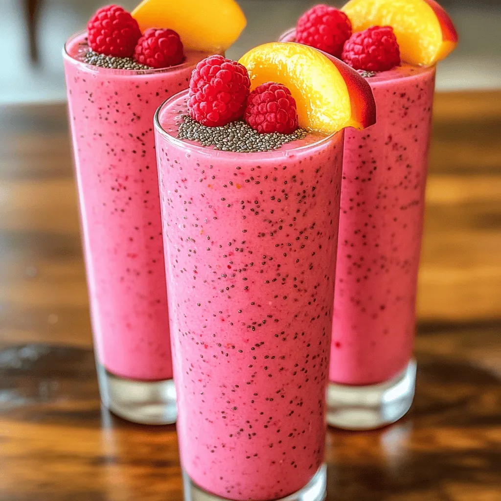 Peach Raspberry Chia Smoothie Refreshing Healthy Blend
