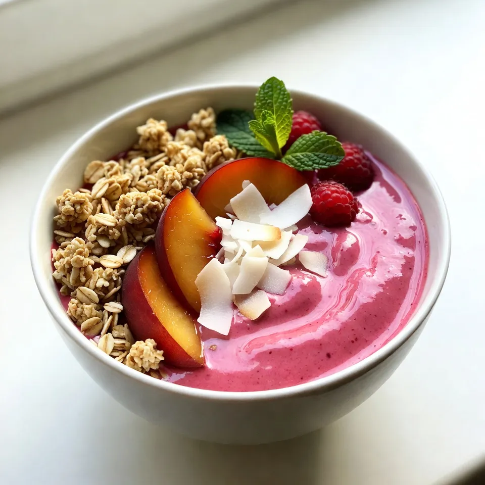 Raspberry Peach Smoothie Bowl Simple and Nourishing