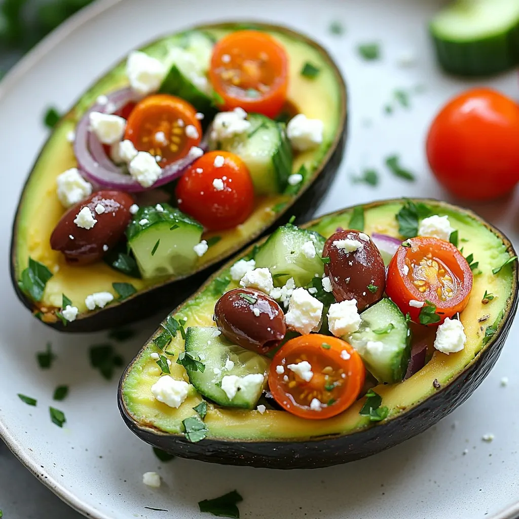 Greek Salad Stuffed Avocados Fresh and Flavorful Treat