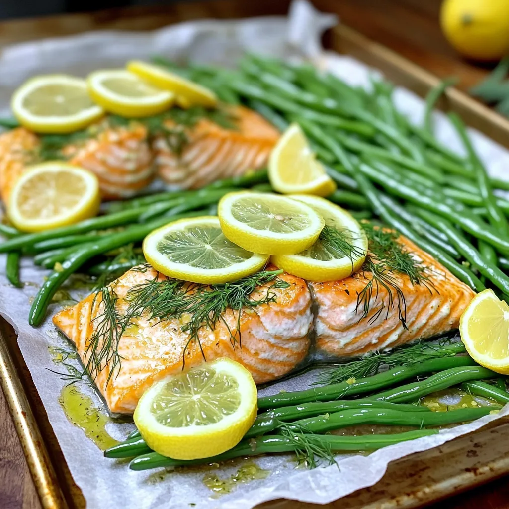 Sheet Pan Lemon Dill Salmon Green Beans Delight
