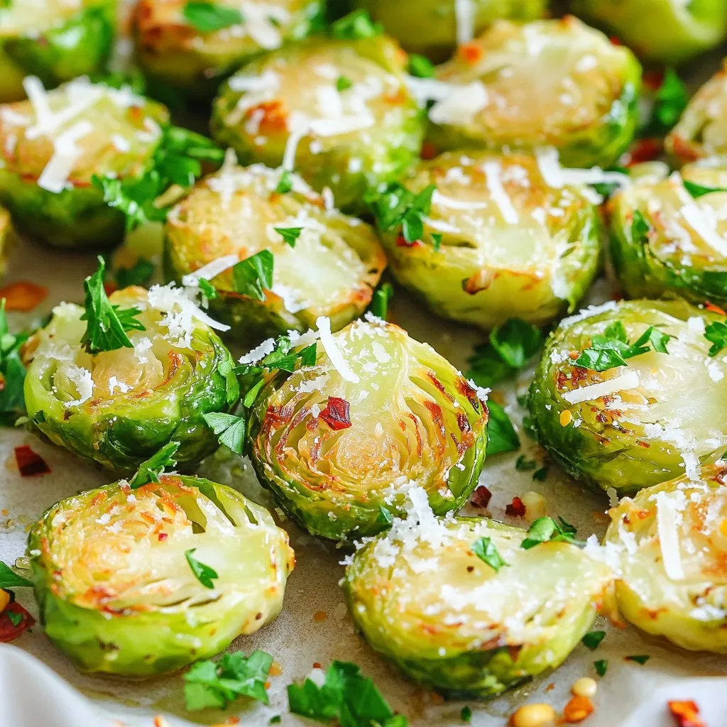 Roasted Garlic Parmesan Brussels Sprouts Savory Dish