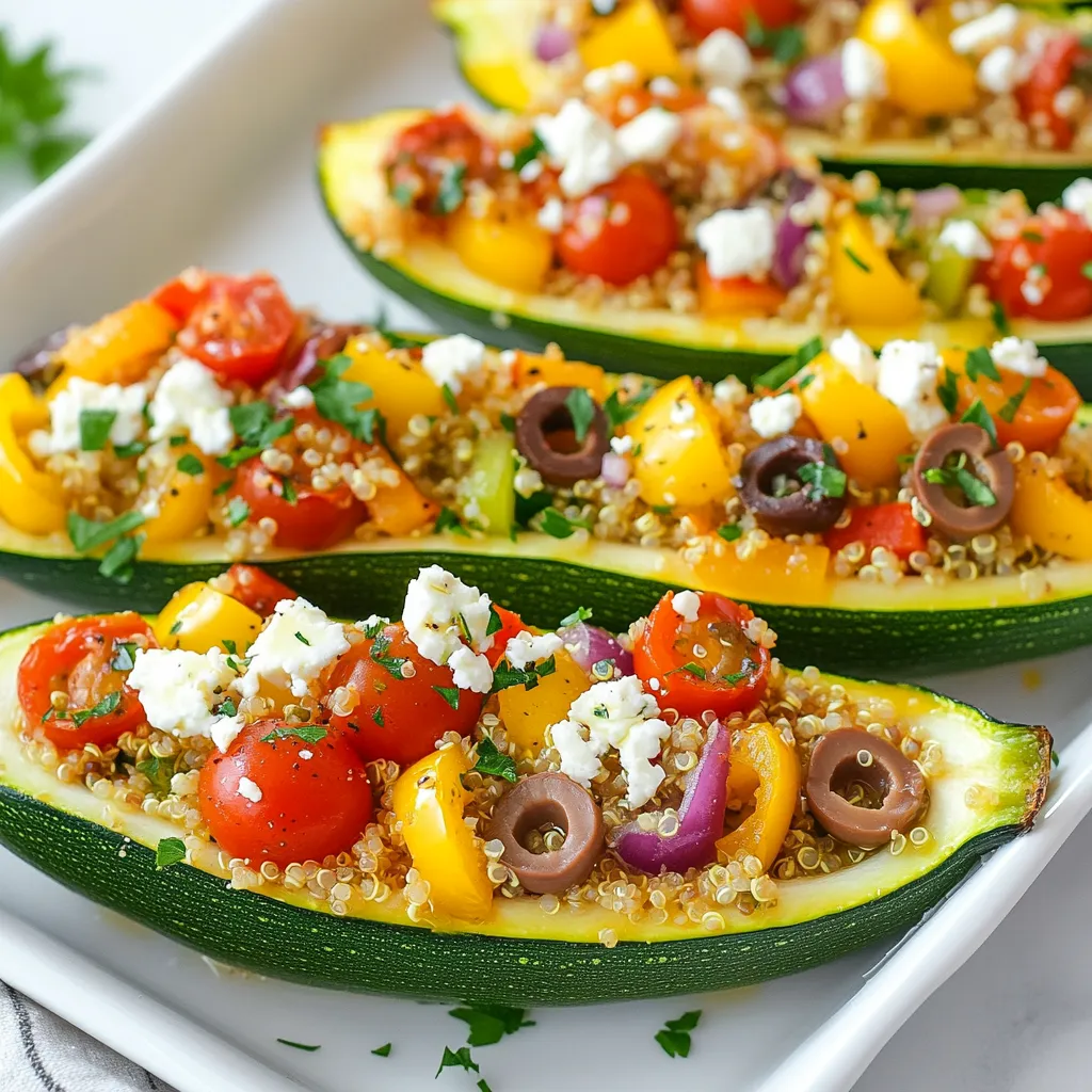 Greek Stuffed Zucchini Boats Flavorful Vegetarian Dish