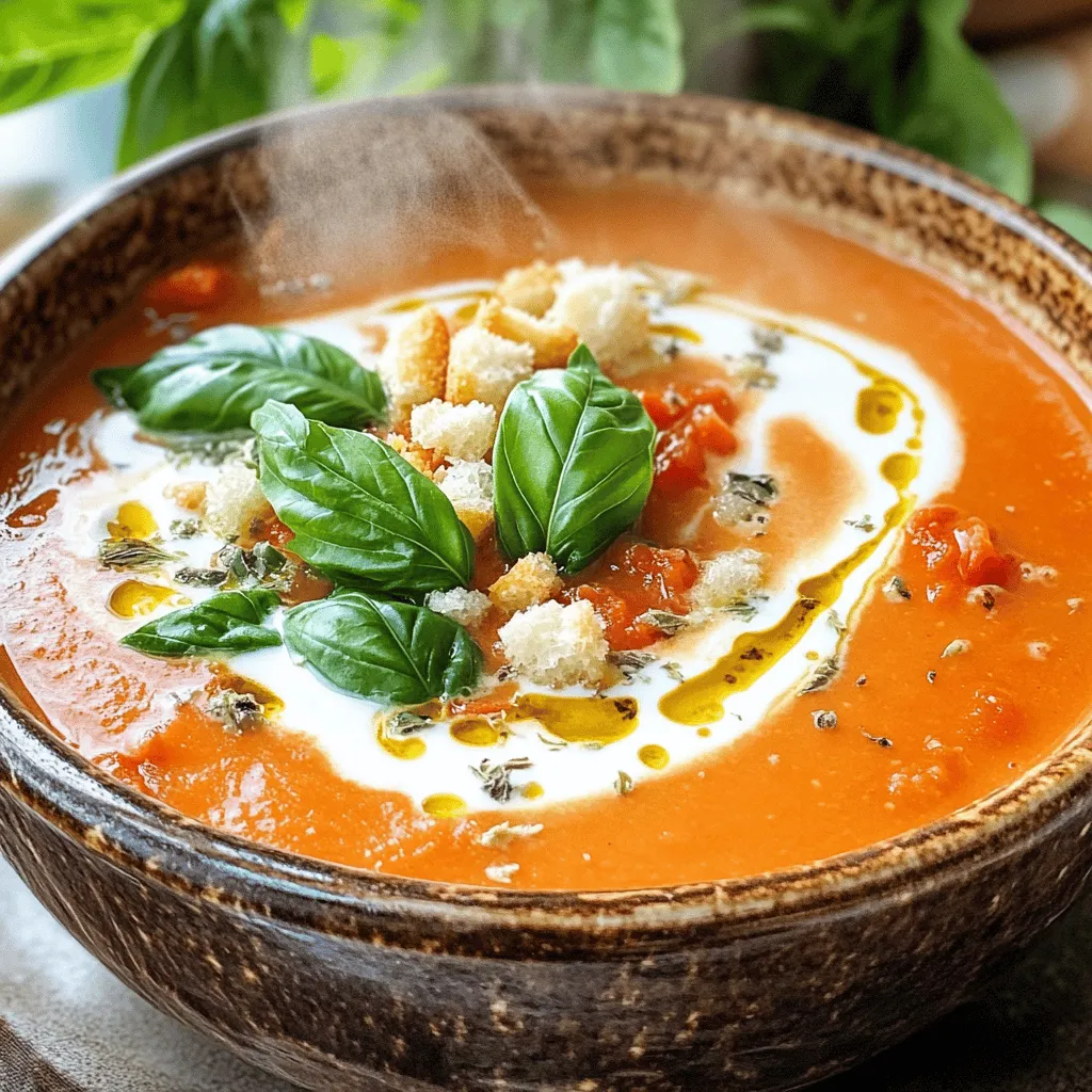 Creamy Tomato Basil Soup Savory Comfort Food Delight