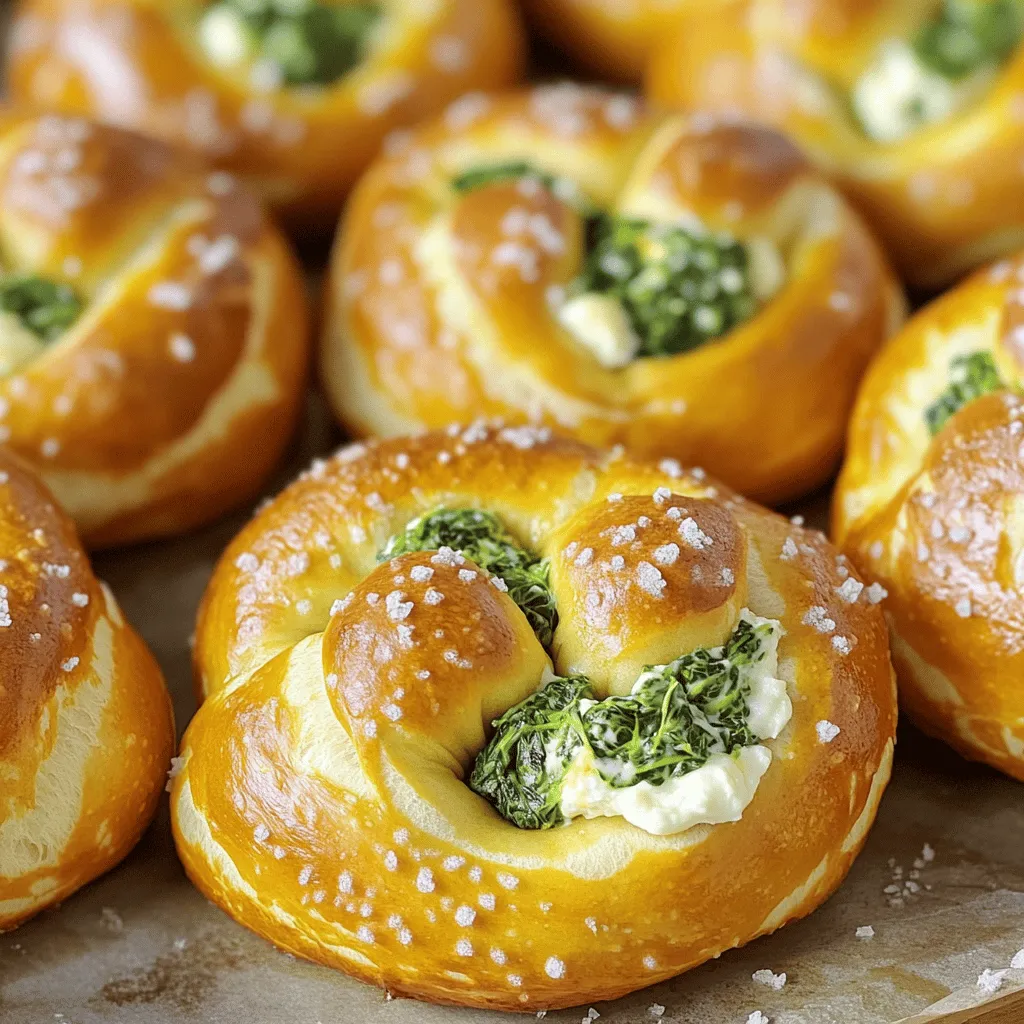 Cheesy Spinach Stuffed Pretzel Rolls for a Tasty Treat