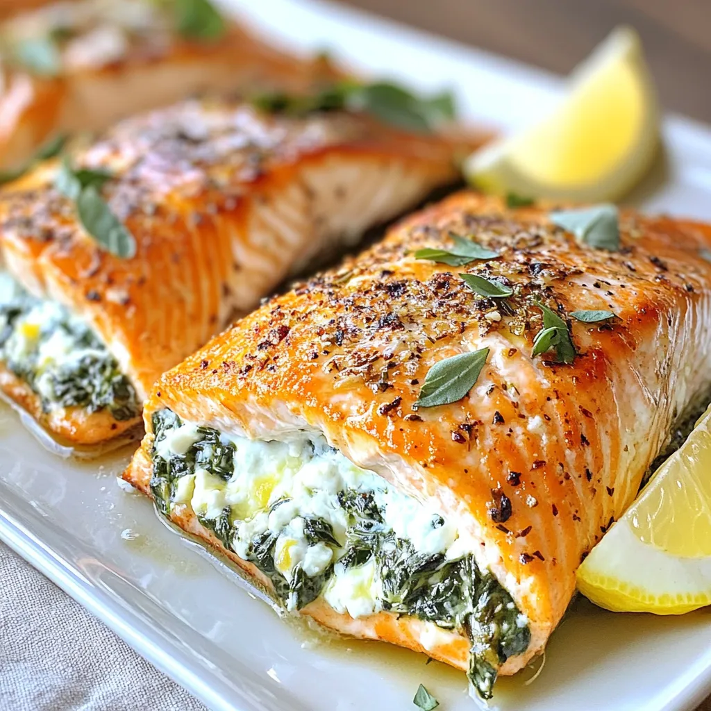 Creamy Spinach Feta Stuffed Salmon Flavorful Delight