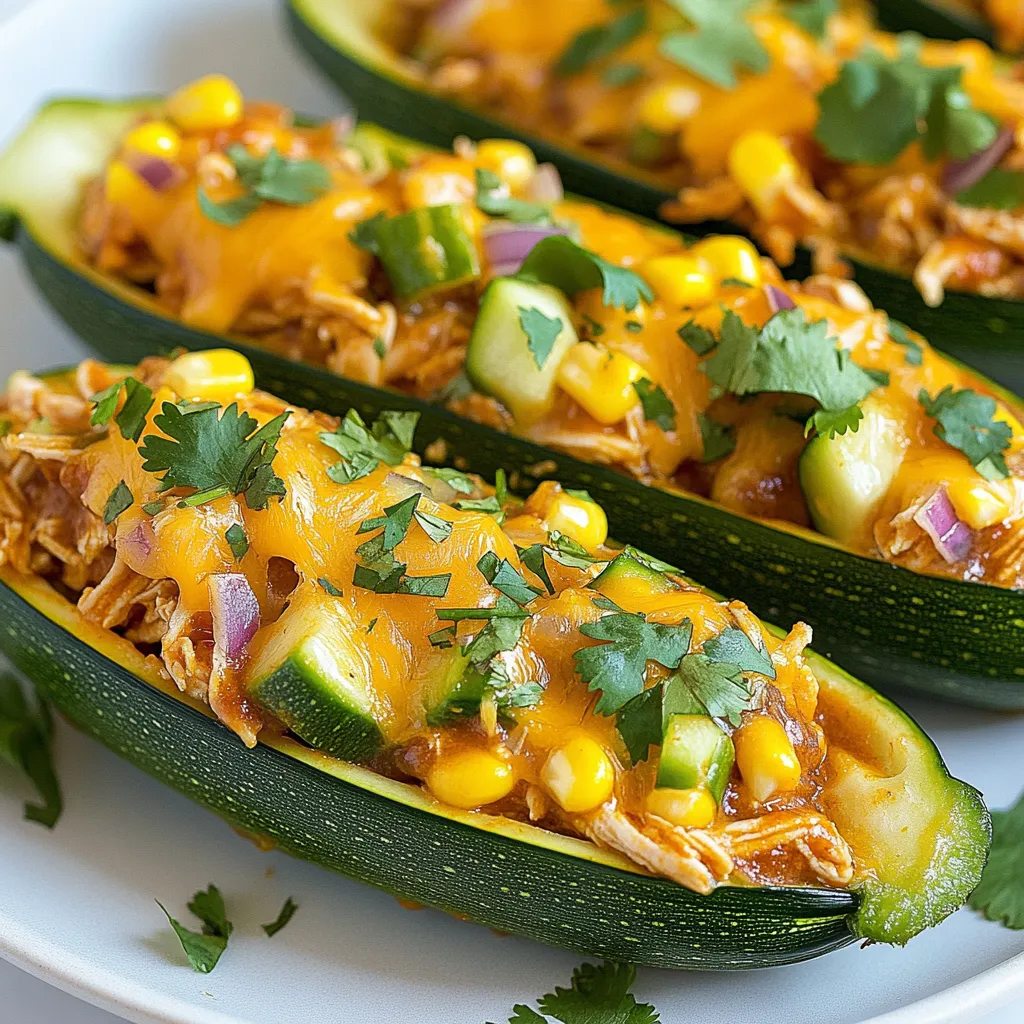 BBQ Chicken Zucchini Boats Tasty Dinner Delight