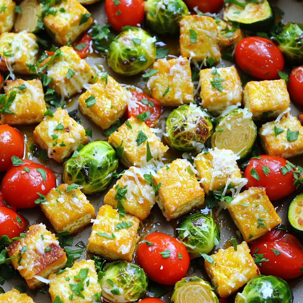 Sheet Pan Garlic Parmesan Tofu Veggies Delight