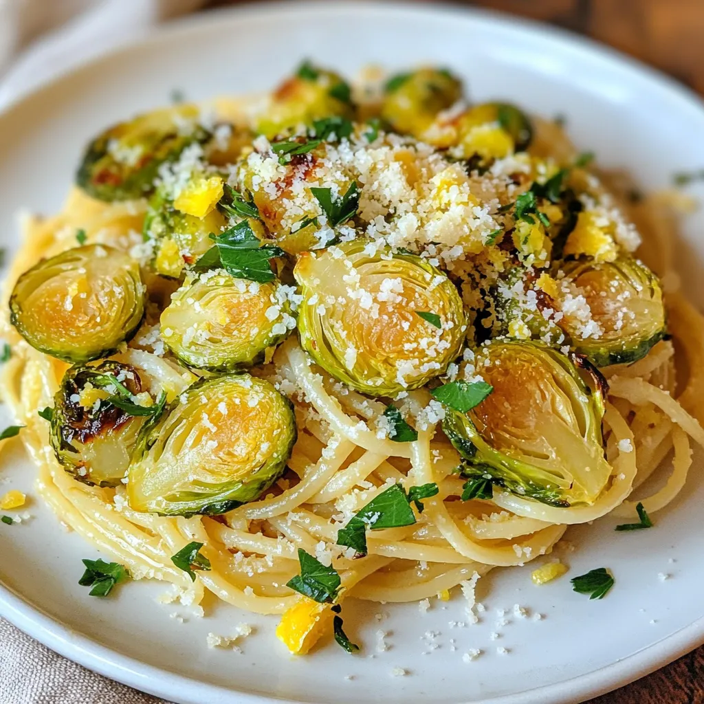 Garlic Parmesan Roasted Brussels Sprouts Pasta Delight