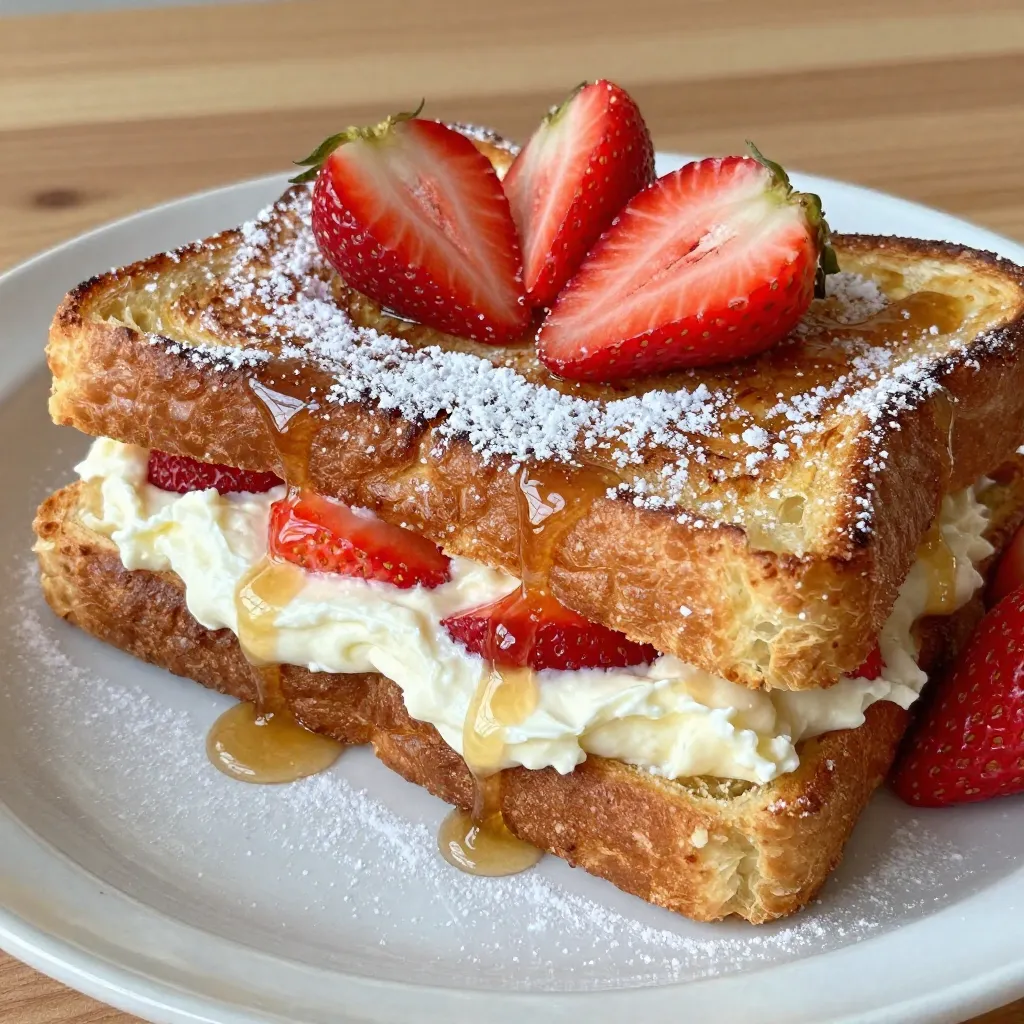 Strawberry Cream Cheese Stuffed French Toast Delight