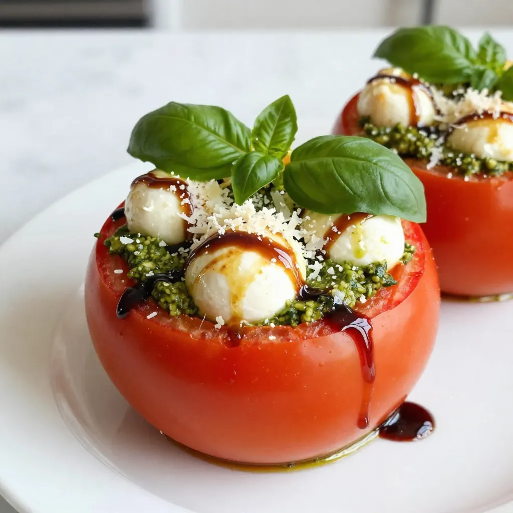 Pesto Mozzarella Stuffed Tomatoes Tasty Summer Delight