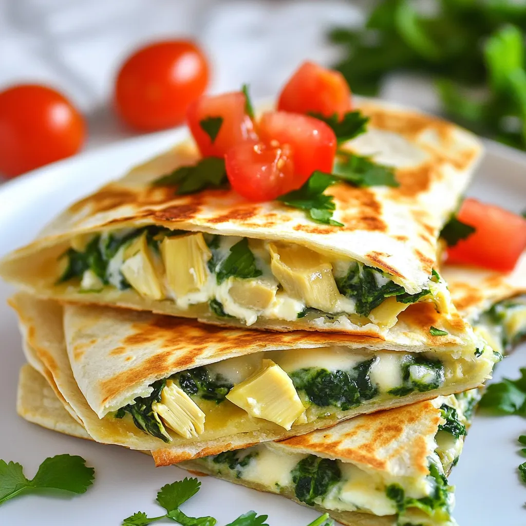 Cheesy Spinach Artichoke Quesadillas Quick Treat