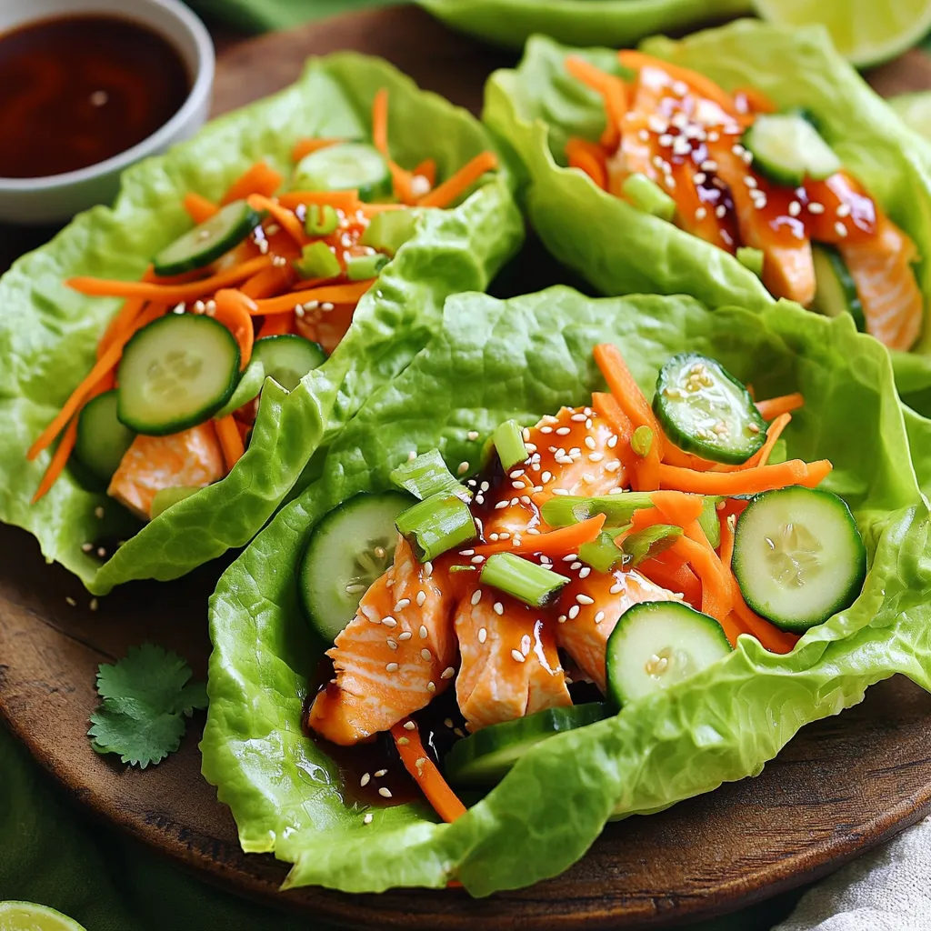 Minute Teriyaki Salmon Lettuce Wraps Fresh and Tasty