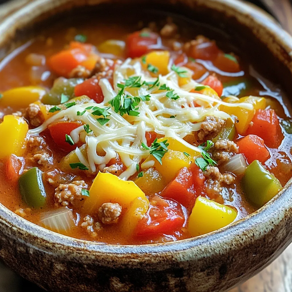 Savory Slow Cooker Stuffed Pepper Soup Recipe