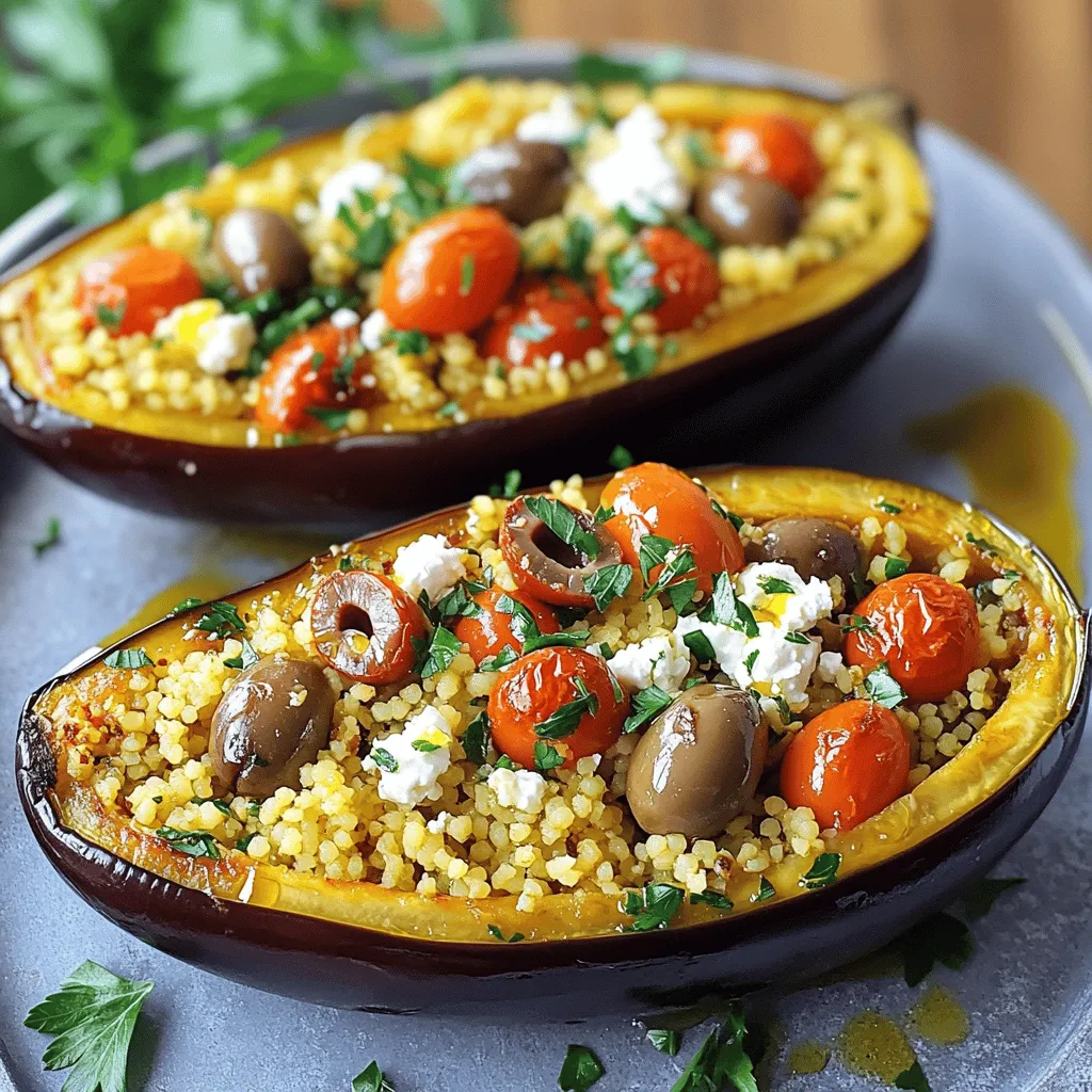 Mediterranean Couscous Stuffed Eggplant Delight
