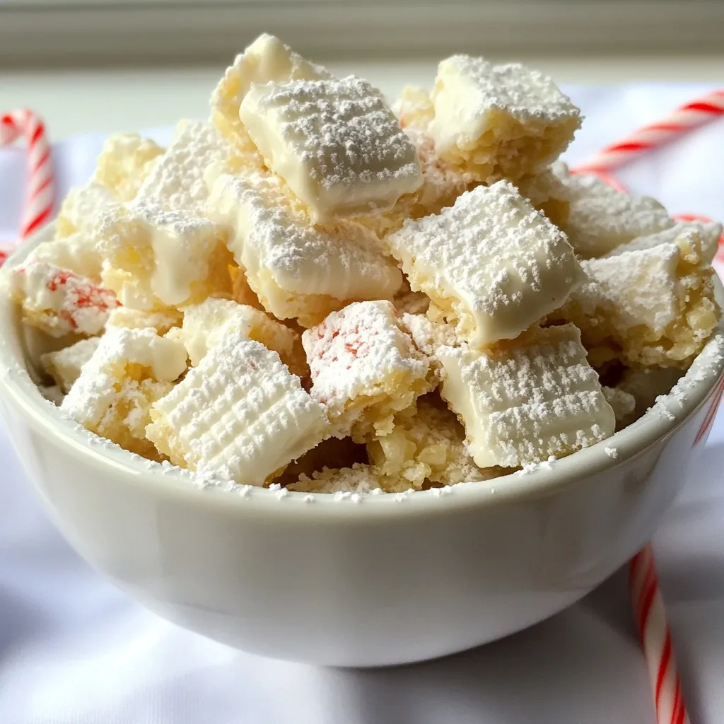 Peppermint White Chocolate Muddy Buddies Festive Treat