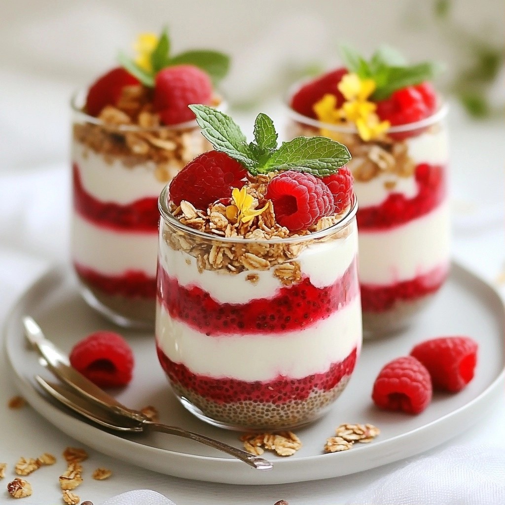 Fluffy Make-Ahead Raspberry Chia Breakfast Parfaits