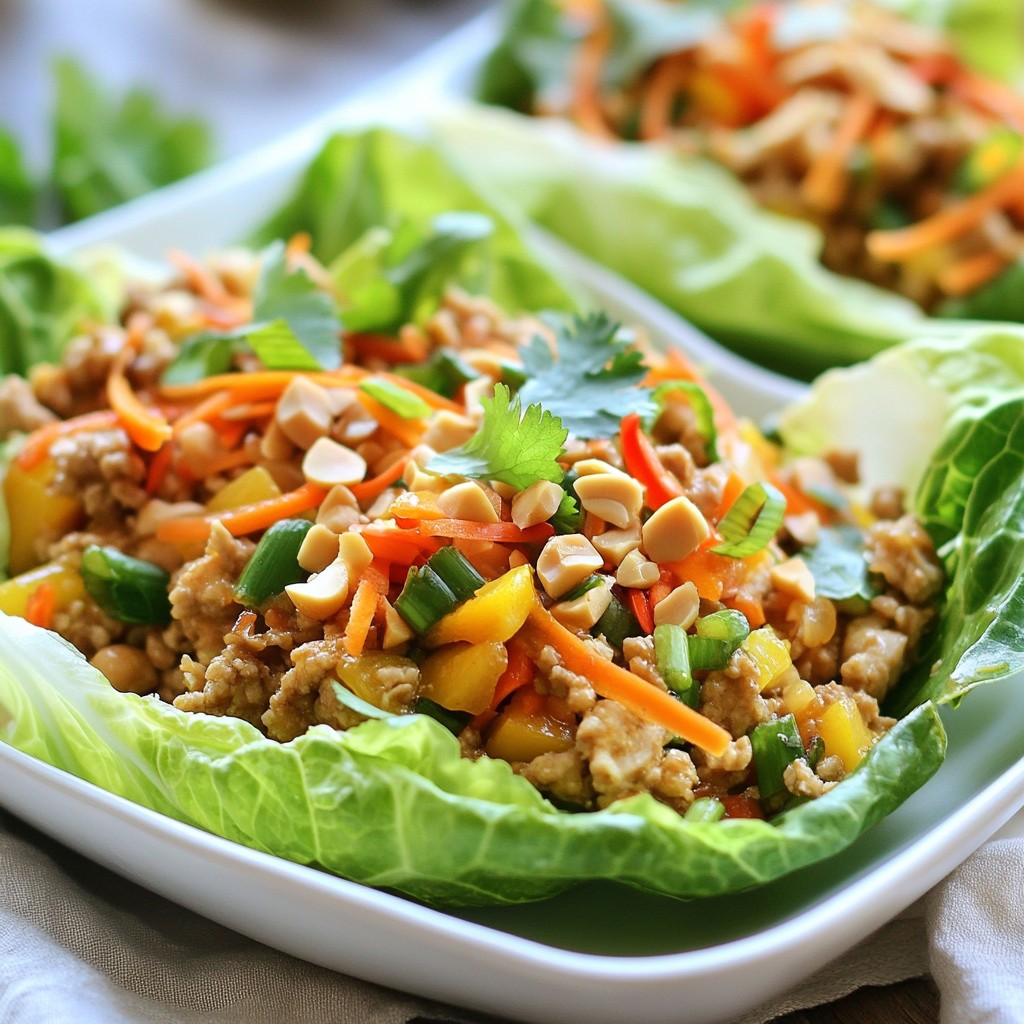 Spicy Thai Chicken Lettuce Wraps Tasty and Fresh Dish