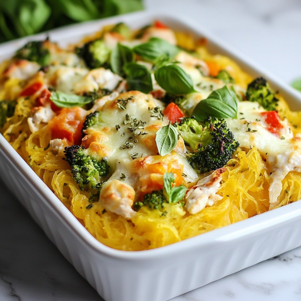 Savory meal prep Spaghetti Squash and Chicken Bake