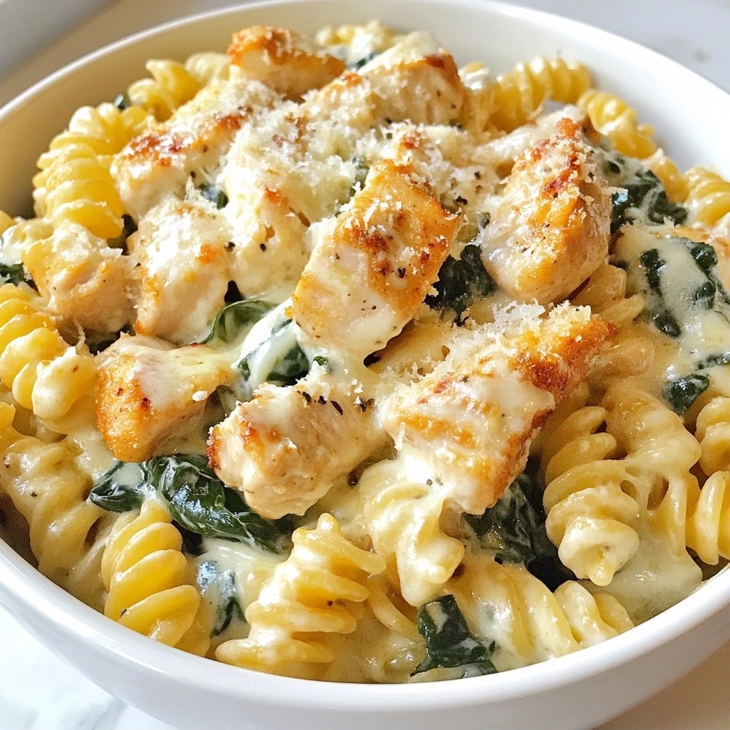 Cheesy freezer-friendly Chicken Spinach Alfredo Recipe