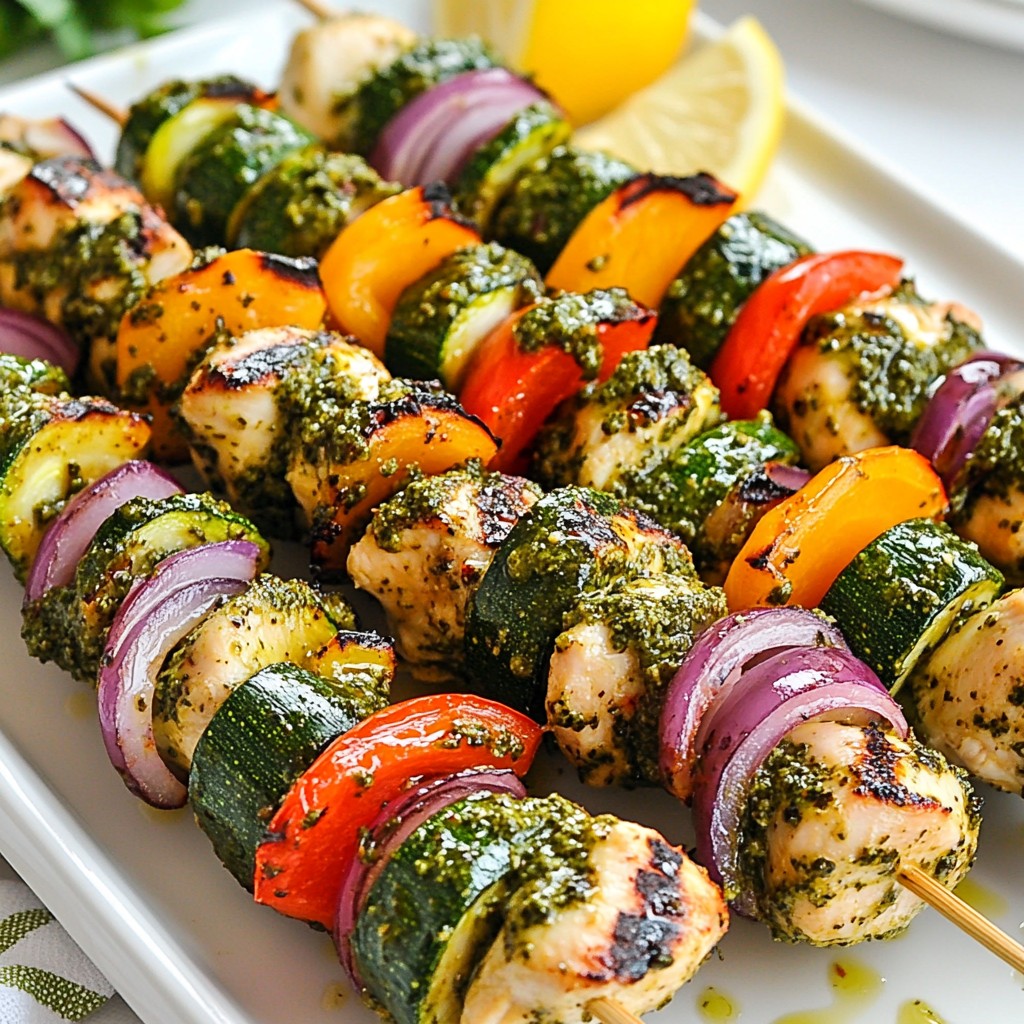 Savory meal prep Pesto Chicken Skewers Delight