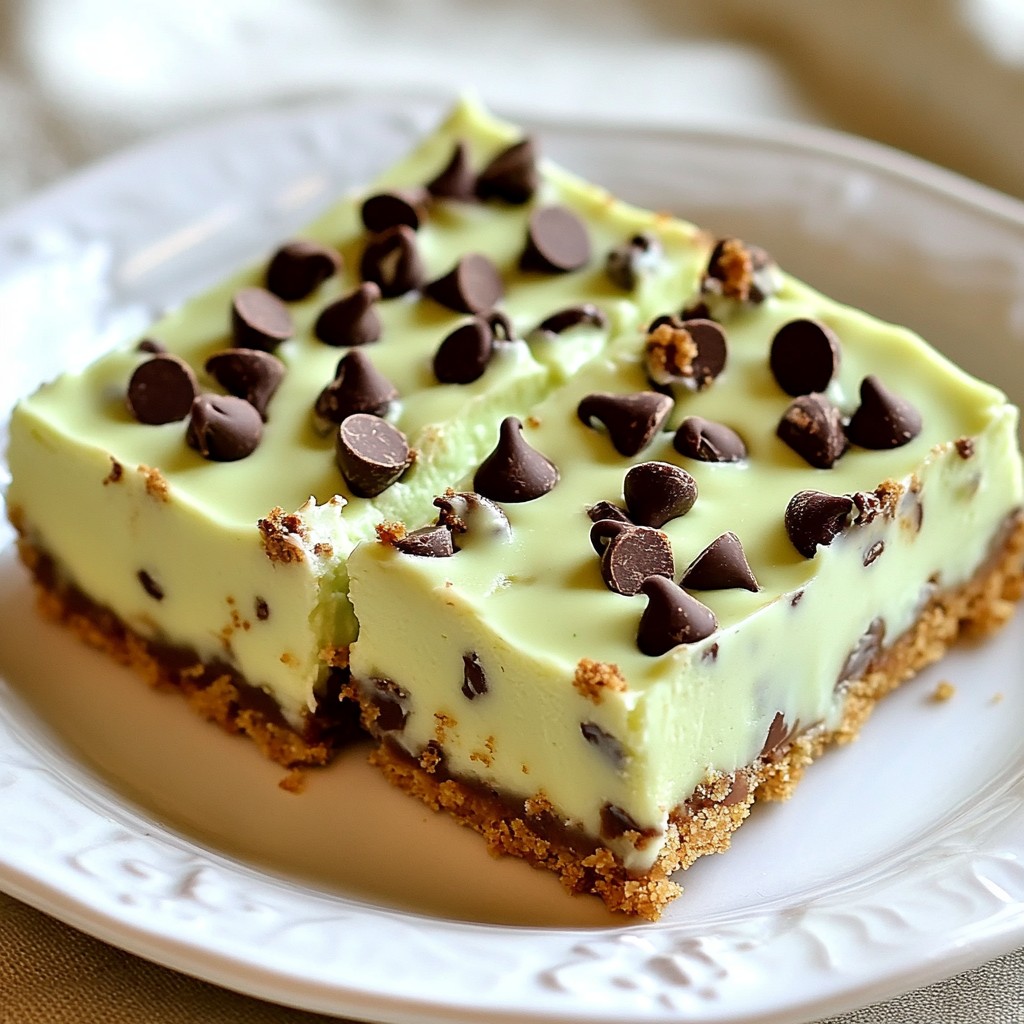 Mint Chocolate Chip Cheesecake Bars Easy Dessert Recipe