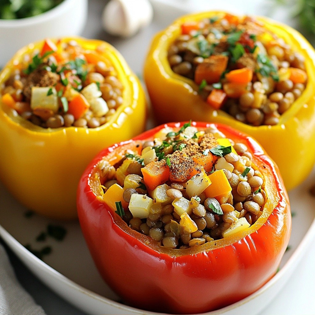 Hearty Batch Cook Lentil Stuffed Peppers Delight