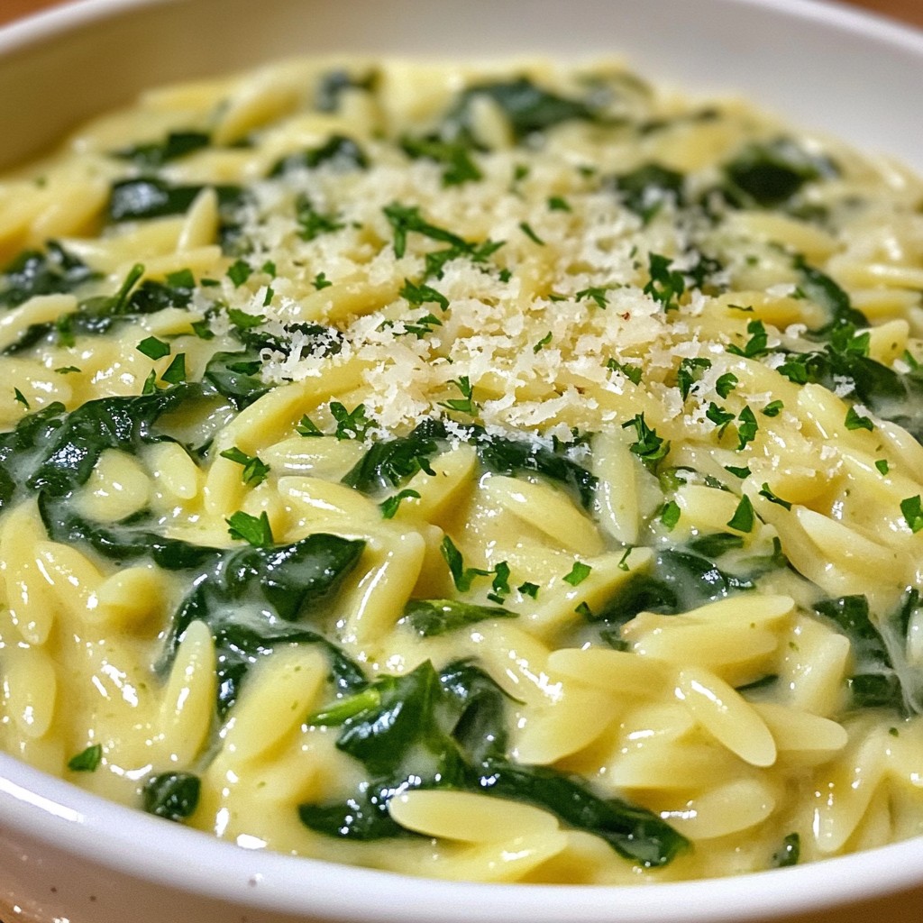 Creamy Garlic Spinach Orzo Flavorful Dinner Delight