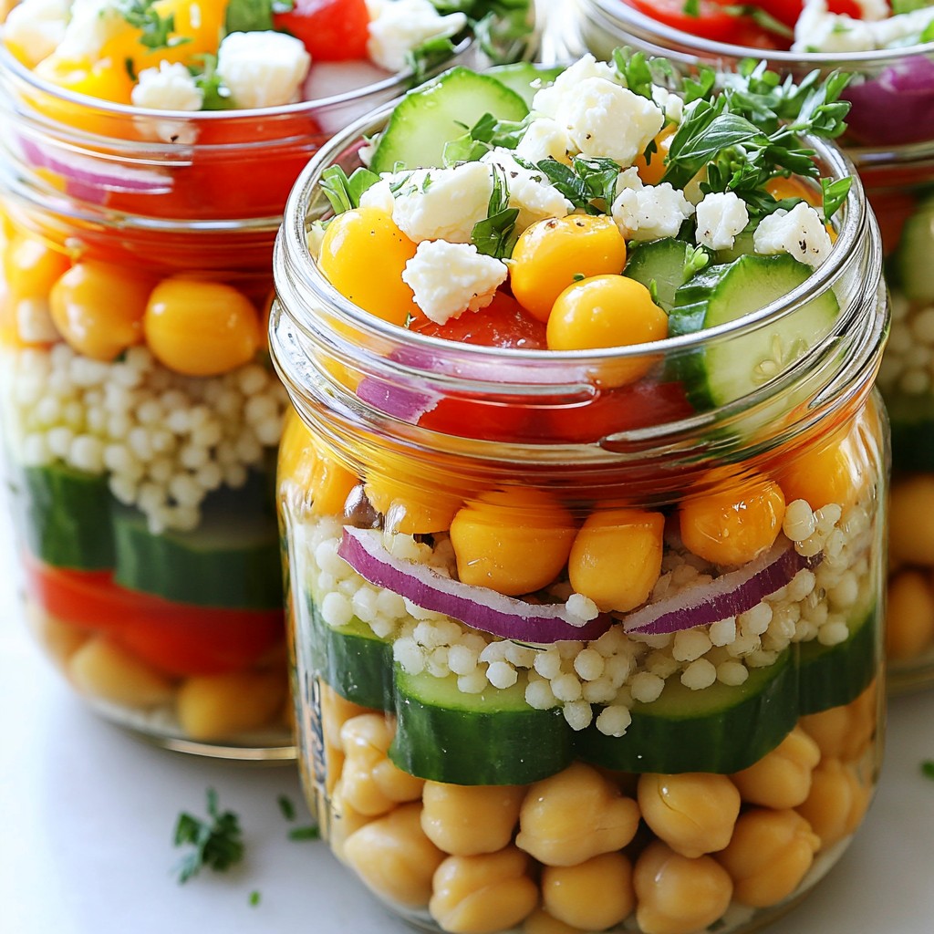 Refreshing meal prep Greek Couscous Salad Jars Delight