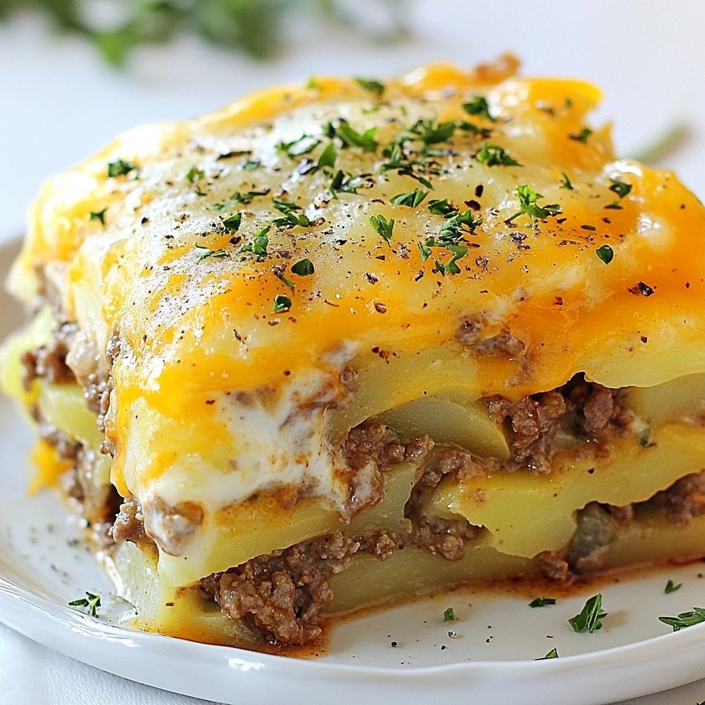 Cheesy freezer-friendly Beef and Potato Casserole Delight