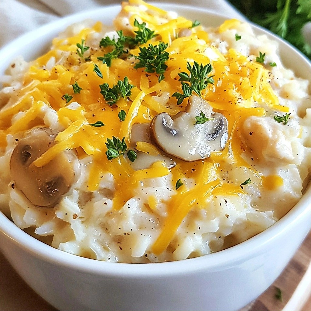 Cheesy Freezer-Friendly Chicken and Mushroom Rice Dish