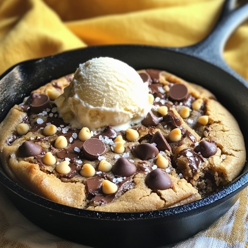 Chocolate Chip Peanut Butter Skillet Cookie Delight