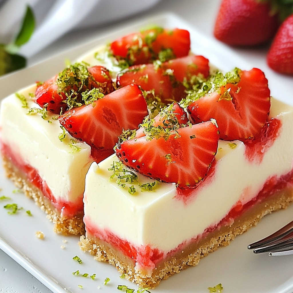 Strawberry Lime Cheesecake Bars Easy and Delicious Recipe