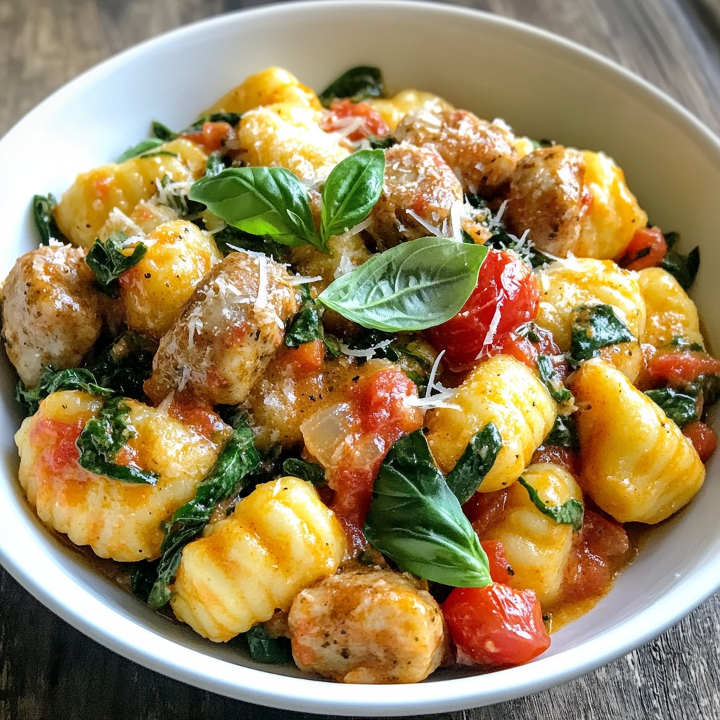 Creamy Tomato Spinach Turkey Sausage Gnocchi Delight